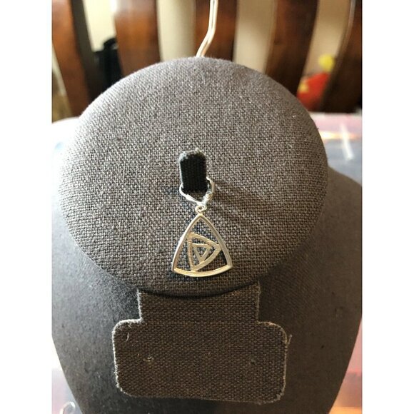 925 Sterling Silver Two Triangle Shape Dangle Drop Earrings - Picture 4 of 7